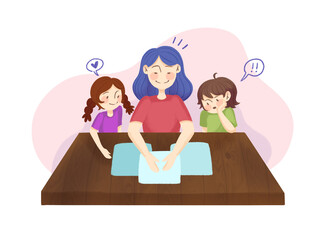 Work from home mom trying to teach kids