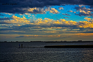 sunset over the river