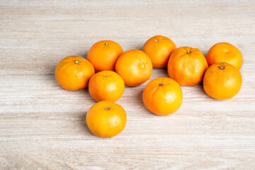 Fresh Oranges On White Painted Texture Wood Panel