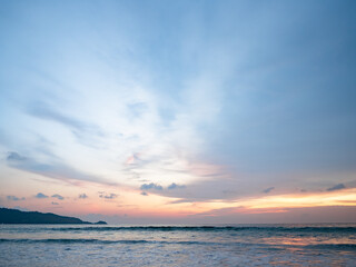 beautiful colourful twilight sky background and sea beach