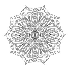 Vector mandala for coloring book. Isolated round pattern with decorative elements. Decoration for design, illustration, games.