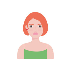 cartoon woman with short hair, flat style