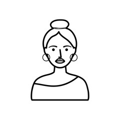 avatar woman with makeup, line style