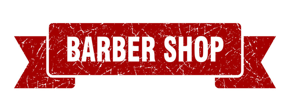 Barber Shop Ribbon. Barber Shop Grunge Band Sign. Barber Shop Banner