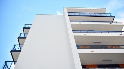 Modern European residential apartment buildings quarter. Abstract architecture, fragment of modern urban geometry.