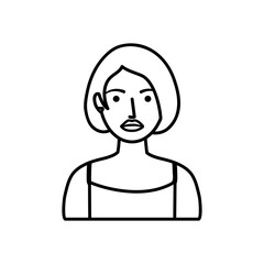 cartoon woman with short hair, line style
