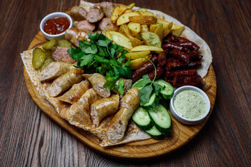 
meat and vegetable plate kebab grilled vegetables