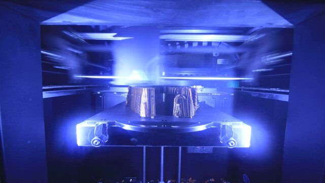 Time Lapse of 3D Printer Printing Plastic ABS Material with Blue Glow - 2K - 2560x1440
