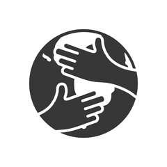 hands hugging a earth planet, silhouette style