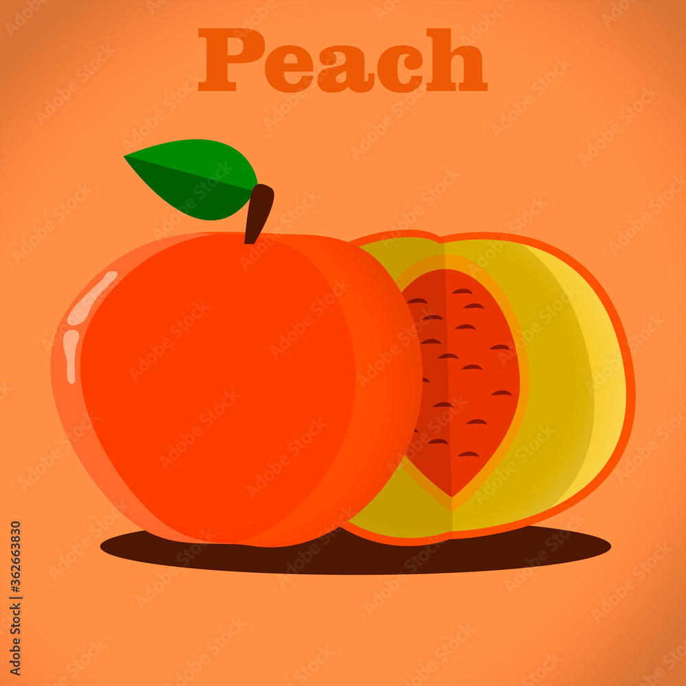 Poster peach and half. orange peach illustration ai vector image.