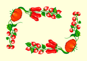 Variety of tomatoes corner frame