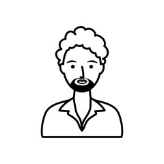 avatar afro man icon, line style