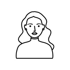 avatar woman wearing turtleneck sweater icon, line style