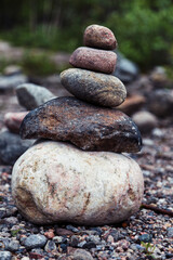 Pyramid of stones in the forest