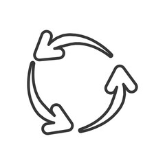 three arrows in circle shape, line style