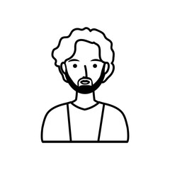 avatar young man with beard icon, line style