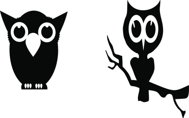 Two owls on white background. VECTOR