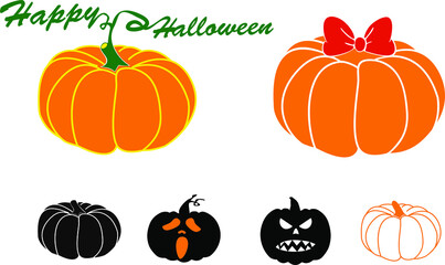 Set of halloween pumpkins. VECTOR