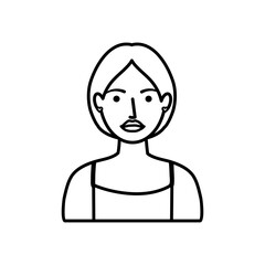 avatar woman with short hair cartoon, line style