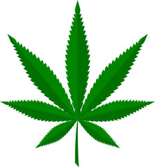 Cannabis sign. Vector illustration. Dark green icon on a transparent background.