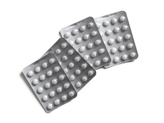 Foil blister packs with white tablets