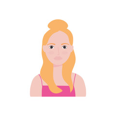 avatar teenager girl icon, flat style