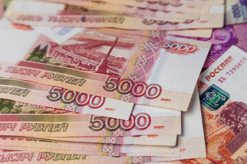 5000 rubles background. russian money close up