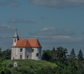 Chapel of Saint Antonin over Dolni Kounice village in south Moravia summer day