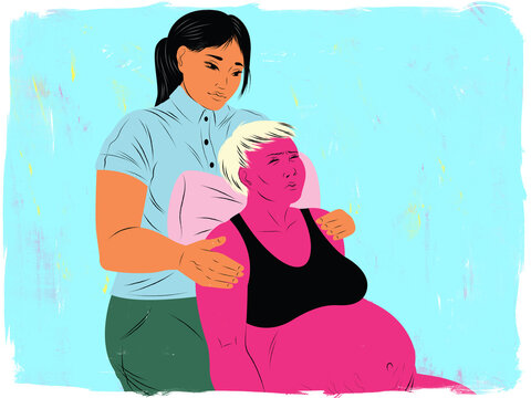 Doula Helping A Woman Give Birth