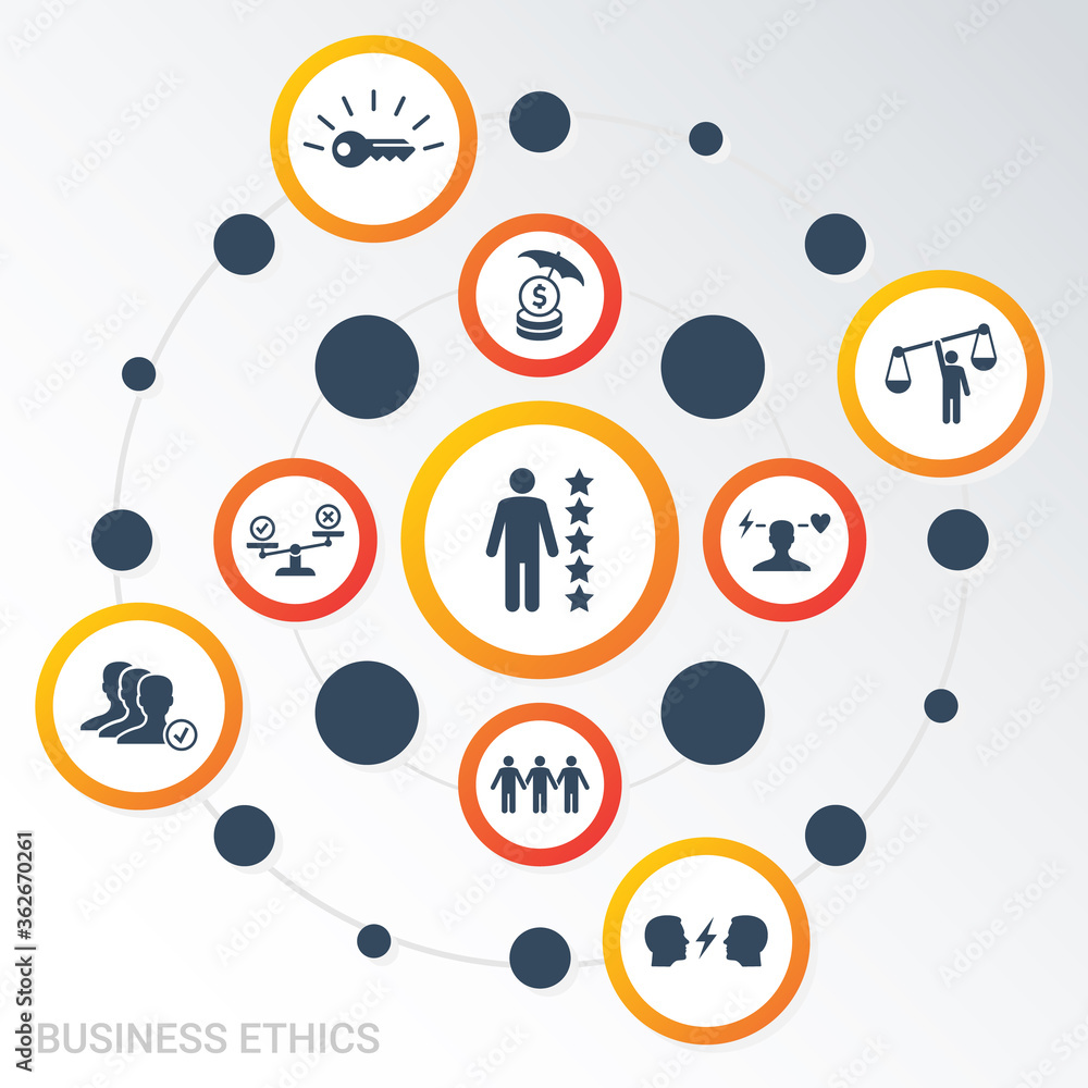 Poster vector infographic template business ethics data visualization. different colors. can be used for pr