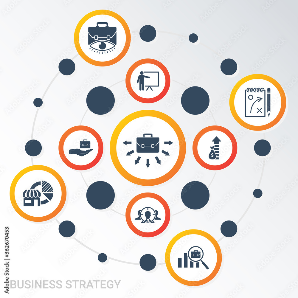 Aufkleber vector infographic template business strategy data visualization. different colors. can be used for 