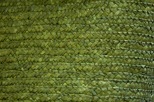 Close up of green starw wicker material
