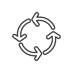 four arrows in circle shape, line style