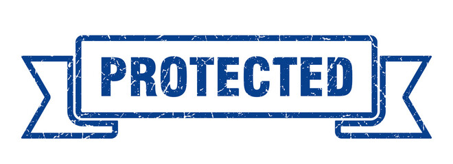 protected ribbon. protected grunge band sign. protected banner