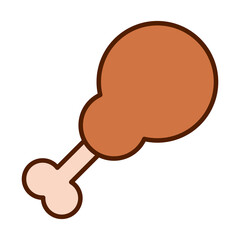 healthy food daily protein roasted chicken leg fresh nutrition line and fill style icon