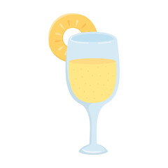 cocktail with slice pineapple fruit drink fresh isolated design icon