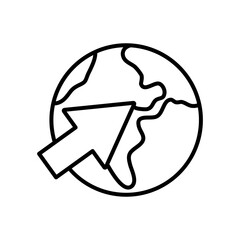 arrow and earth planet icon, line style