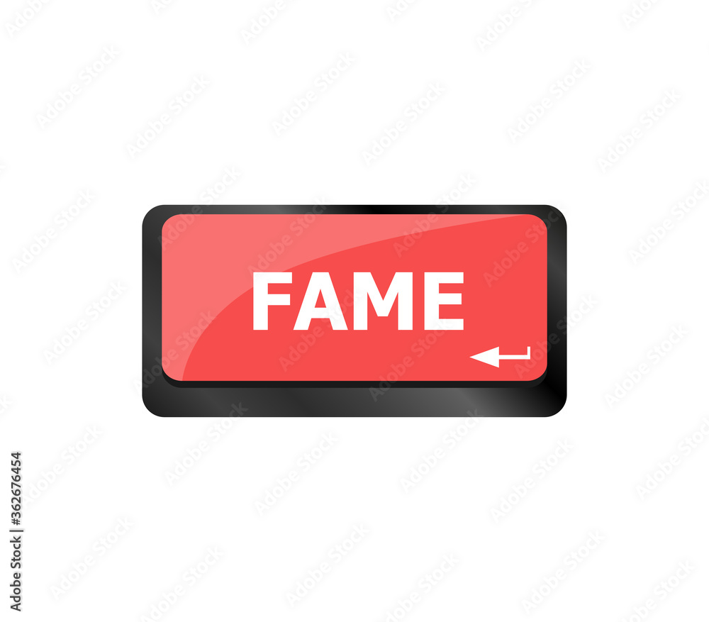 Poster computer keyboard with fame key, laptop button