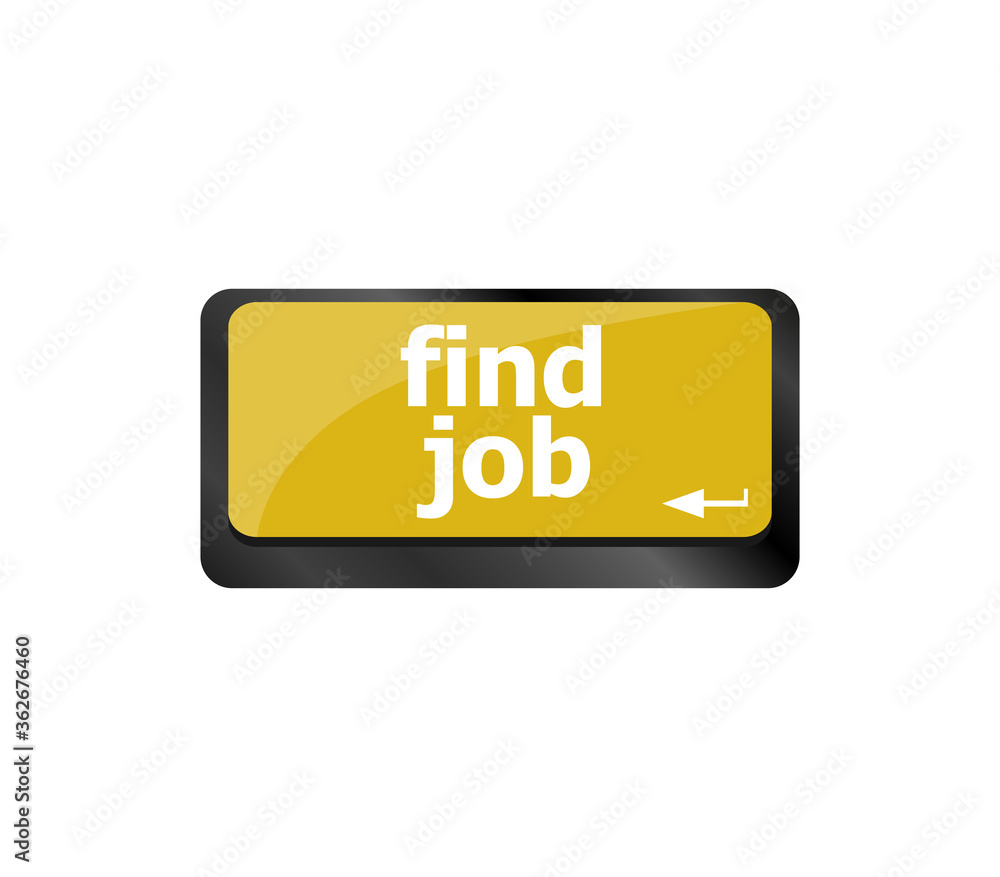 Poster searching for job on the internet. jobs button on computer keyboard