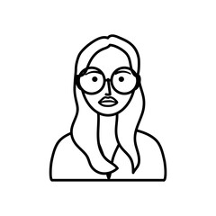 avatar girl with glasses, line style