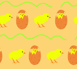 illustartion pattern with chickens and eggs
