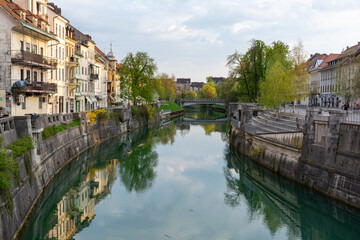 A view over Ljubljanica river, Ljubljana, Slovenia