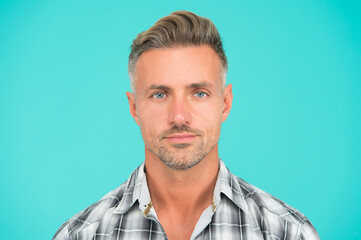 Mature face. Male natural beauty. Man well groomed facial hair. Barber shop concept. Barber...