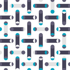 Geometric seamless vector pattern. Regular Polka Dot background with circles, semicircles and rectangles. Elegant Truchet repeat minimal shapes.