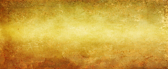 Gold background with vintage texture, yellow background with brown border, old yellow paper or parchment.