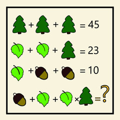 Counting games for kids and adults. Educational math game. Result. Crossword for social networks. Rebus. Mathematic riddle for the mind. Riddle with numbers. Vector