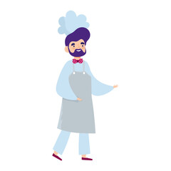 male chef with uniform character cartoon isolated design icon white background