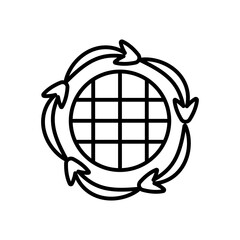global sphere and circular arrows around, line style