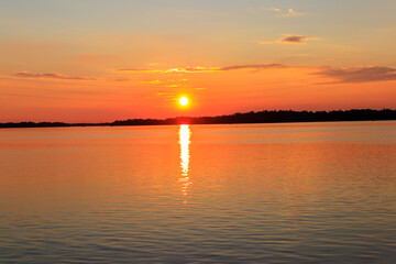 Fototapeta premium View of the Dnieper river at sunset