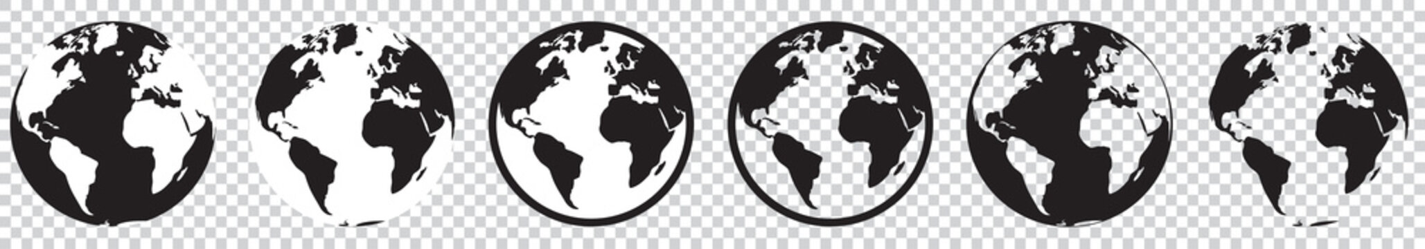 GLOBE TERRESTRE simplifi&eacute; noir et blanc